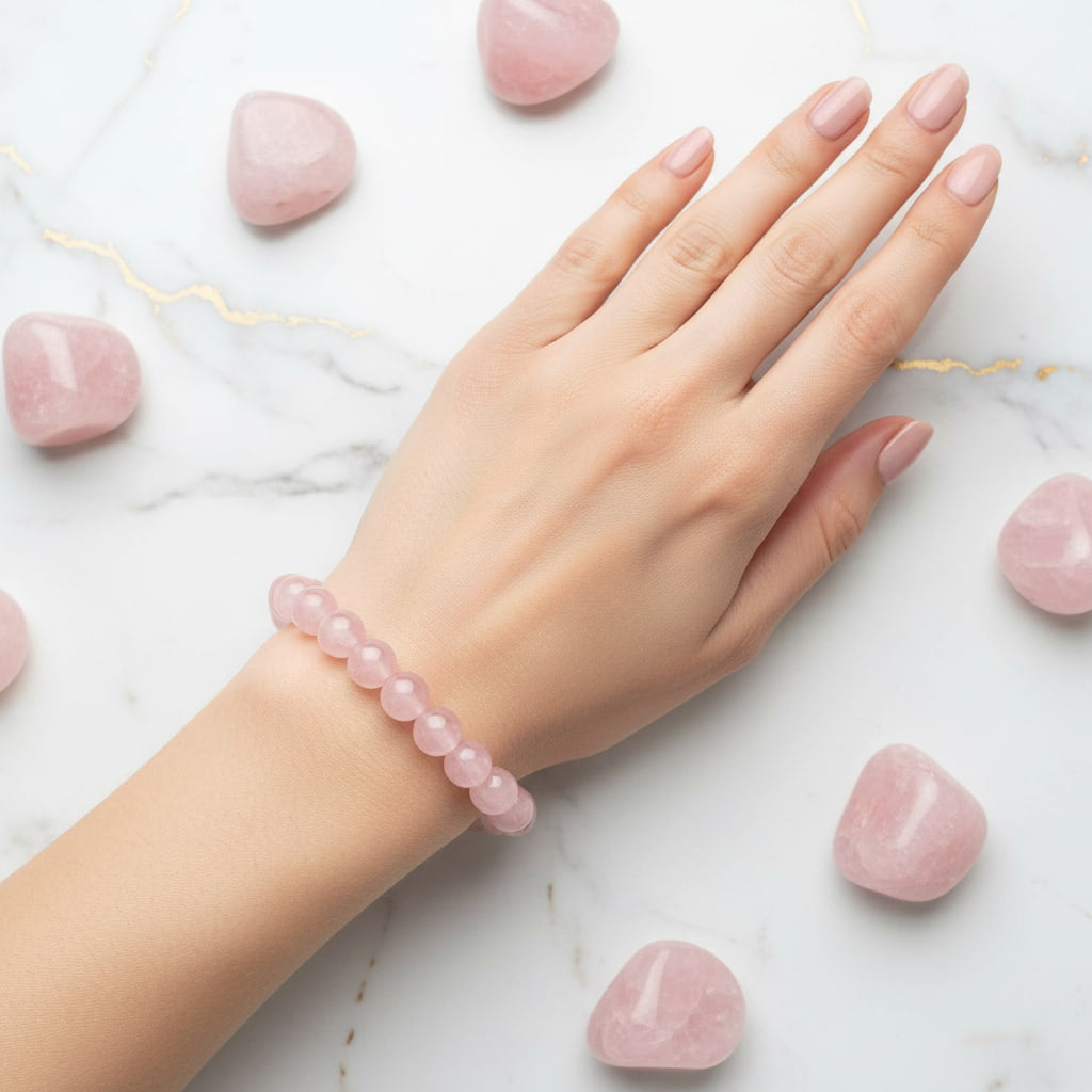 Rosenquarz Kugelarmband – Herzöffnung & Harmonie CrystalScents