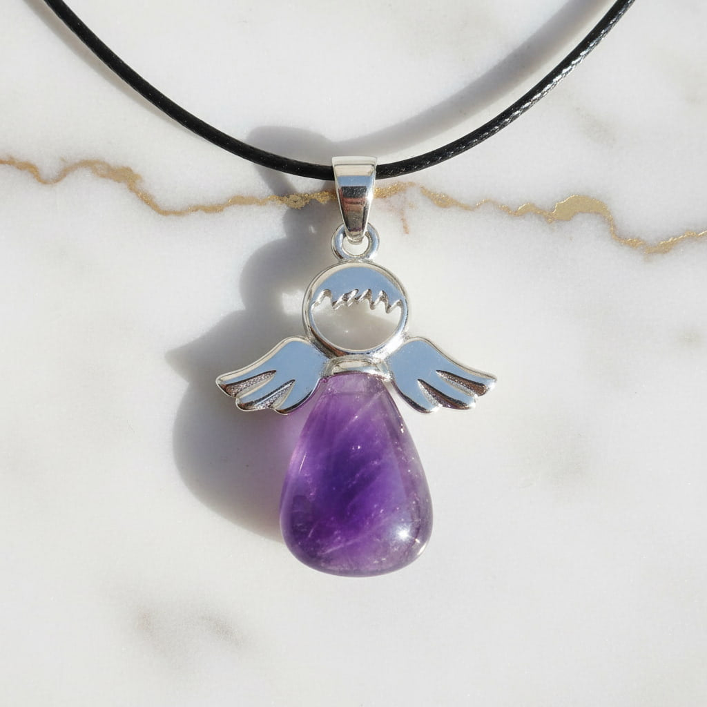 Amethyst Halskette – Engel Anhänger für Schutz & Harmonie CrystalScents