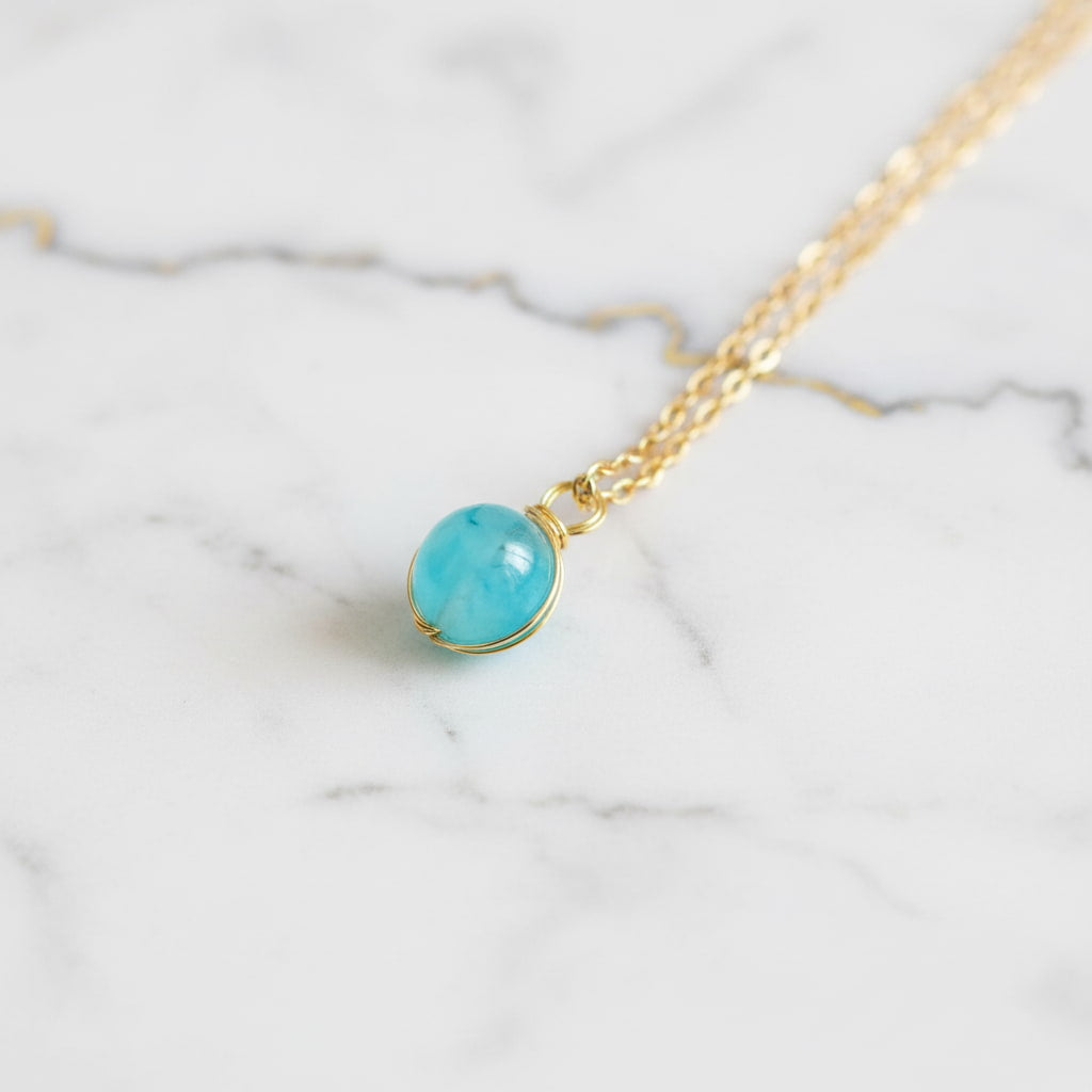 Aquamarin Halskette - Kristall Kugel CrystalScents