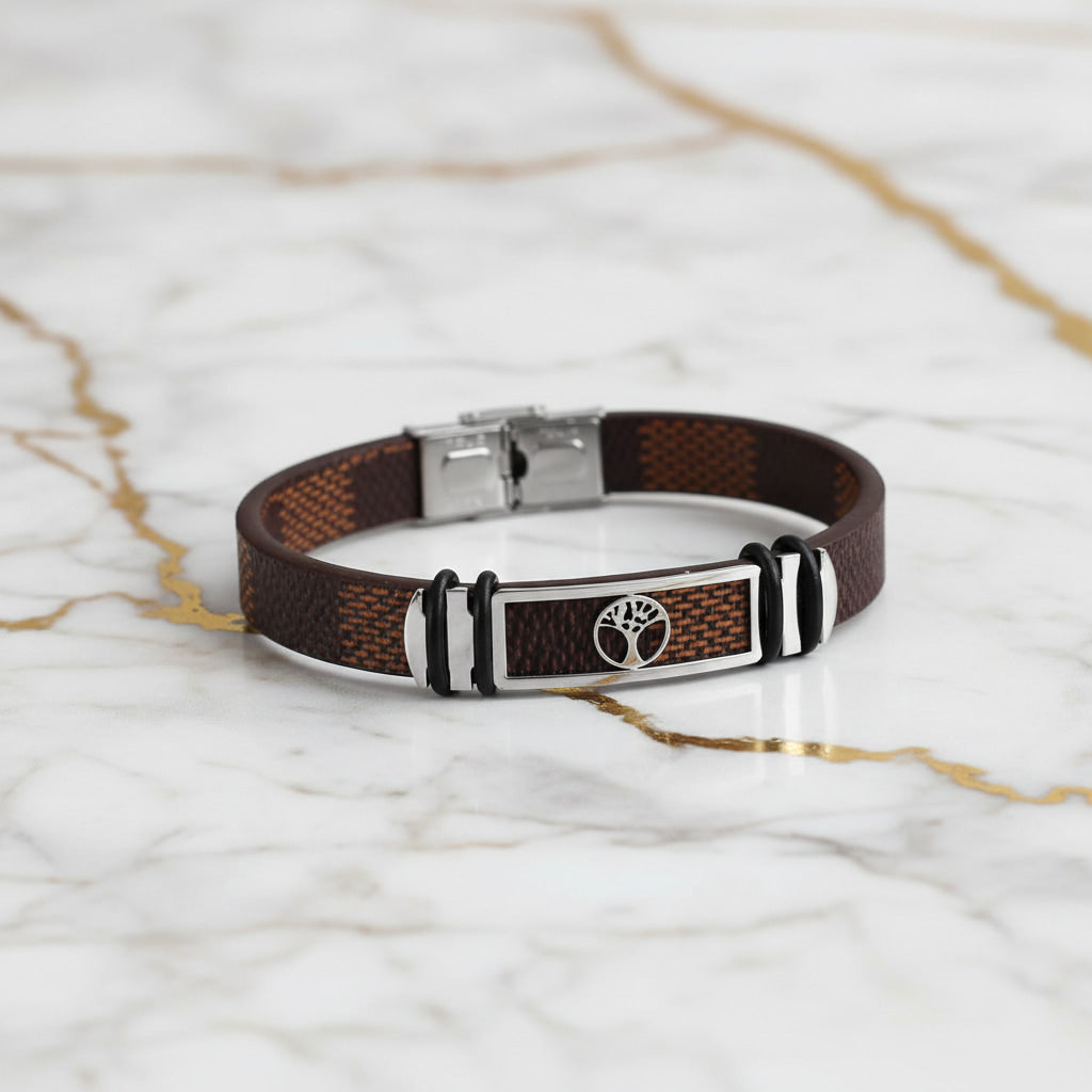 Lederarmband mit Magnet-Verschluss und Baum des Lebens CrystalScents