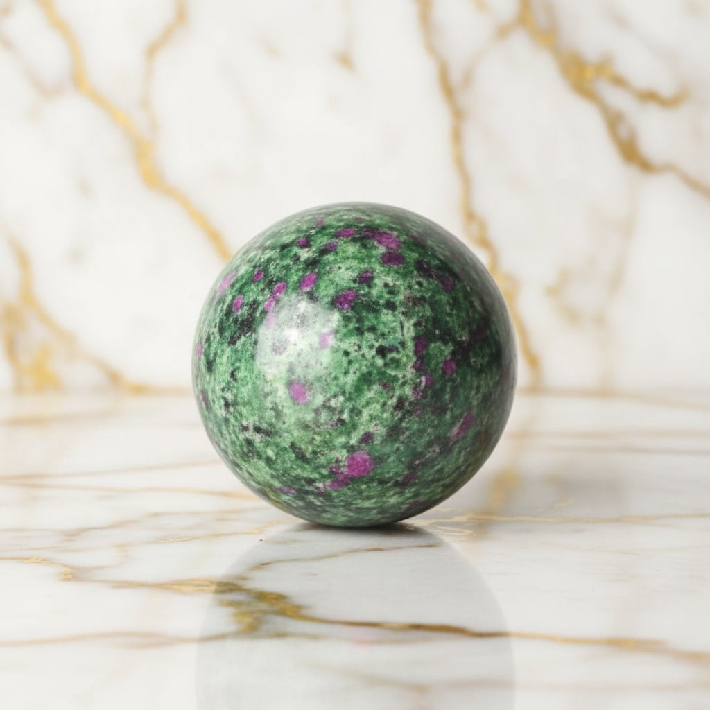 Mini Rubin Zoisit Kugel – Lebensfreude & Energie CrystalScents