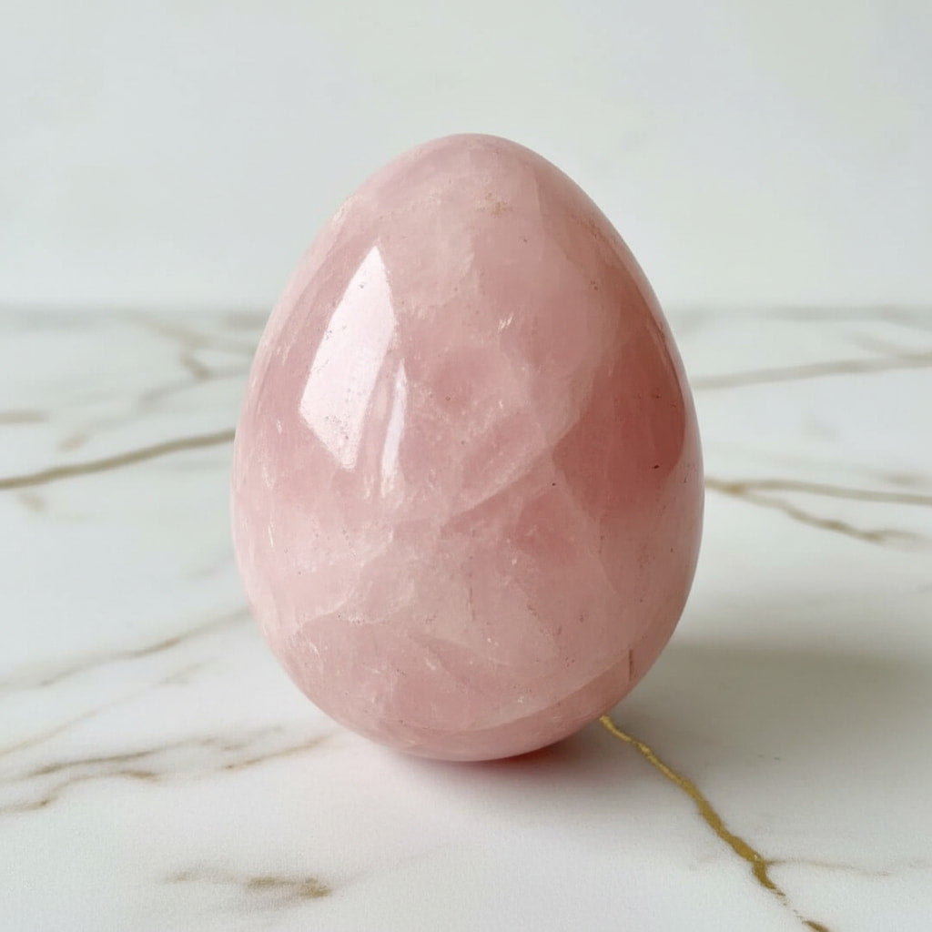 Rosenquarz Ei – Herz & Harmonie