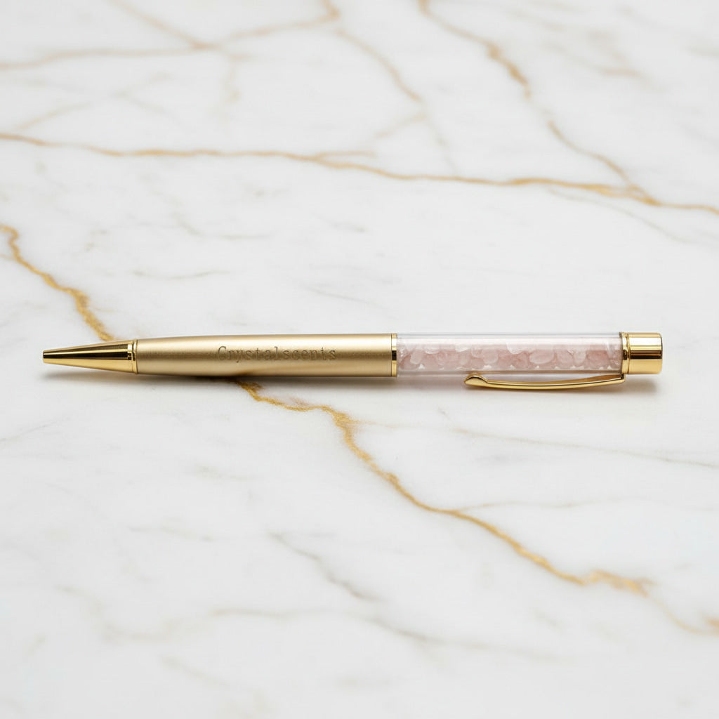 Rosenquarz Kristallstift - Liebevoll schreiben CrystalScents