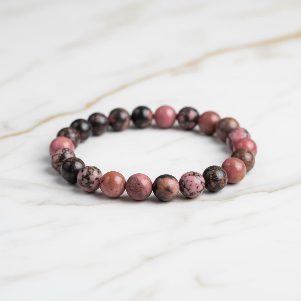 Rhodonit Kugelarmband – Herzöffnung & emotionale Balance