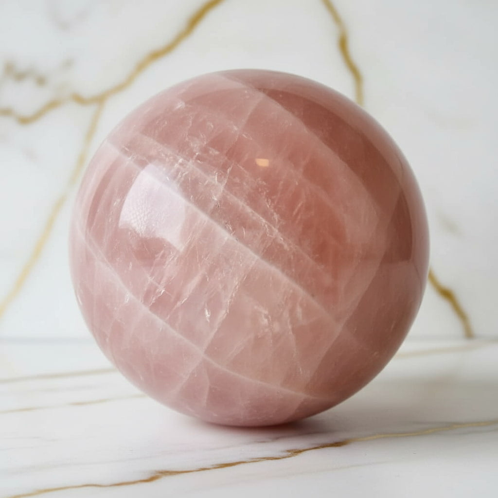 Sehr große Rosenquarz Kugel - Liebe & Selbstfürsorge CrystalScents