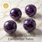 Amethyst Kugel (5-6 cm) inkl. goldenem Aufsteller – Unikat der Natur CrystalScents