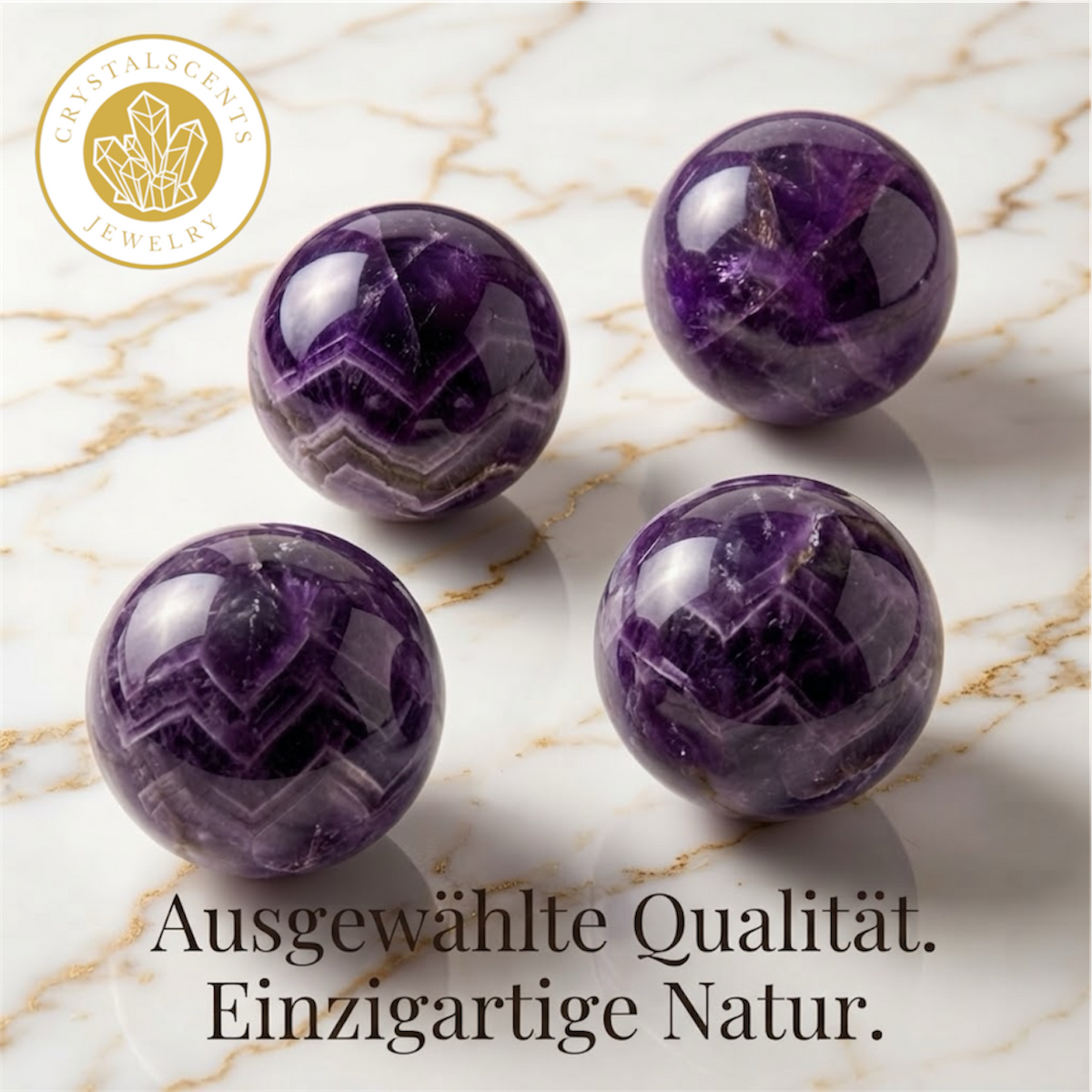 Amethyst Kugel (5-6 cm) inkl. goldenem Aufsteller – Unikat der Natur