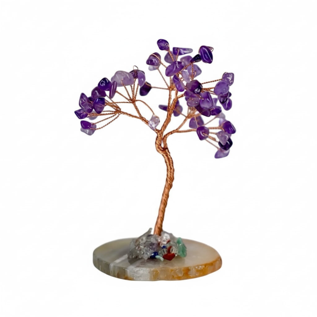 Amethyst Baum auf Achatscheibe