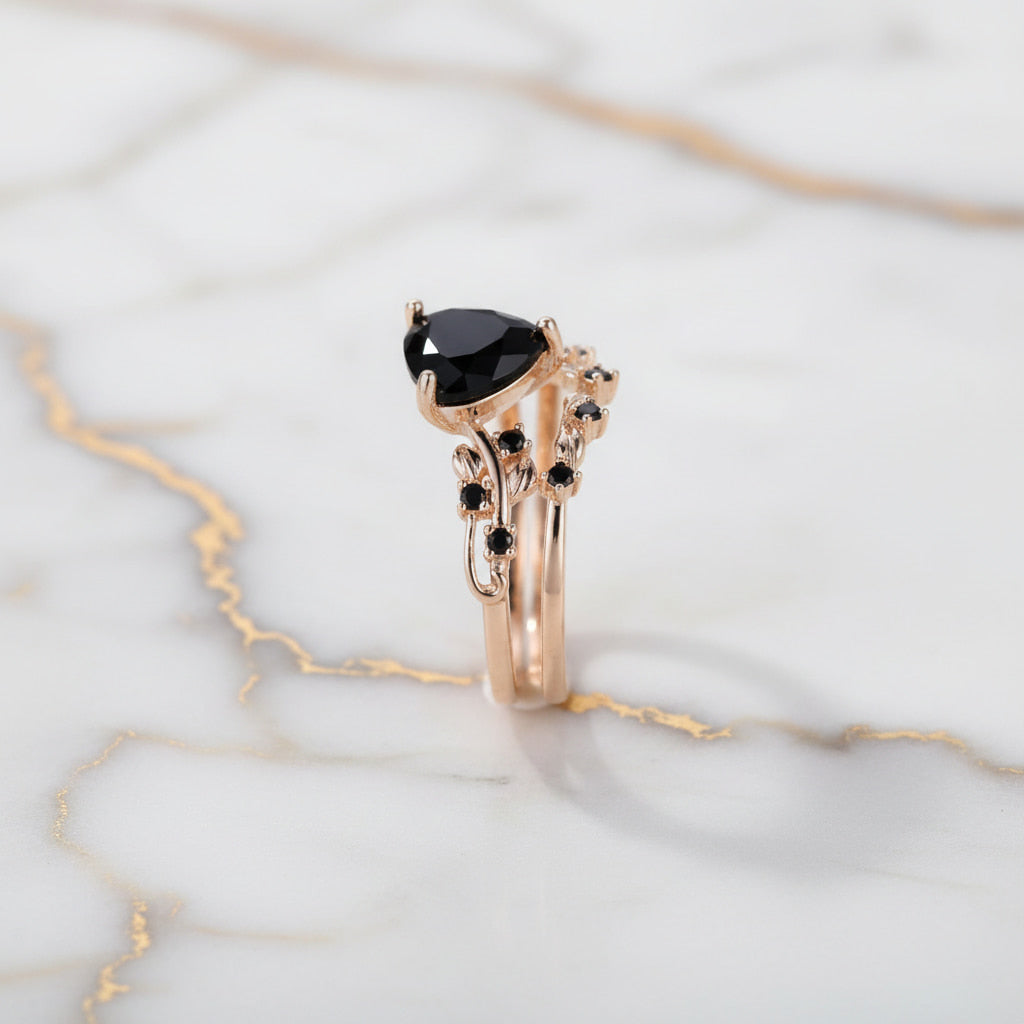 Ring – 2-teilige mit schwarzem Herz CrystalScents