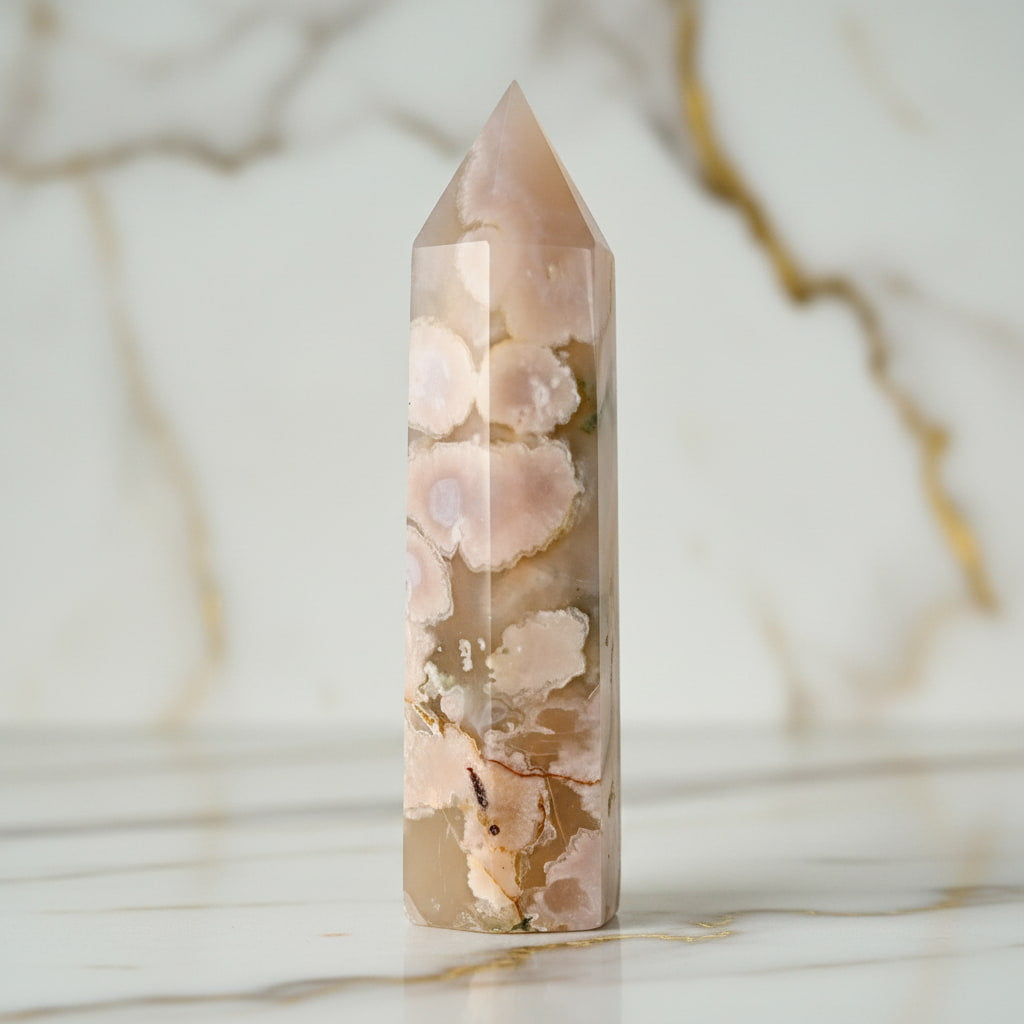 Achat Obelisk - in zarten Rosa-Tönen