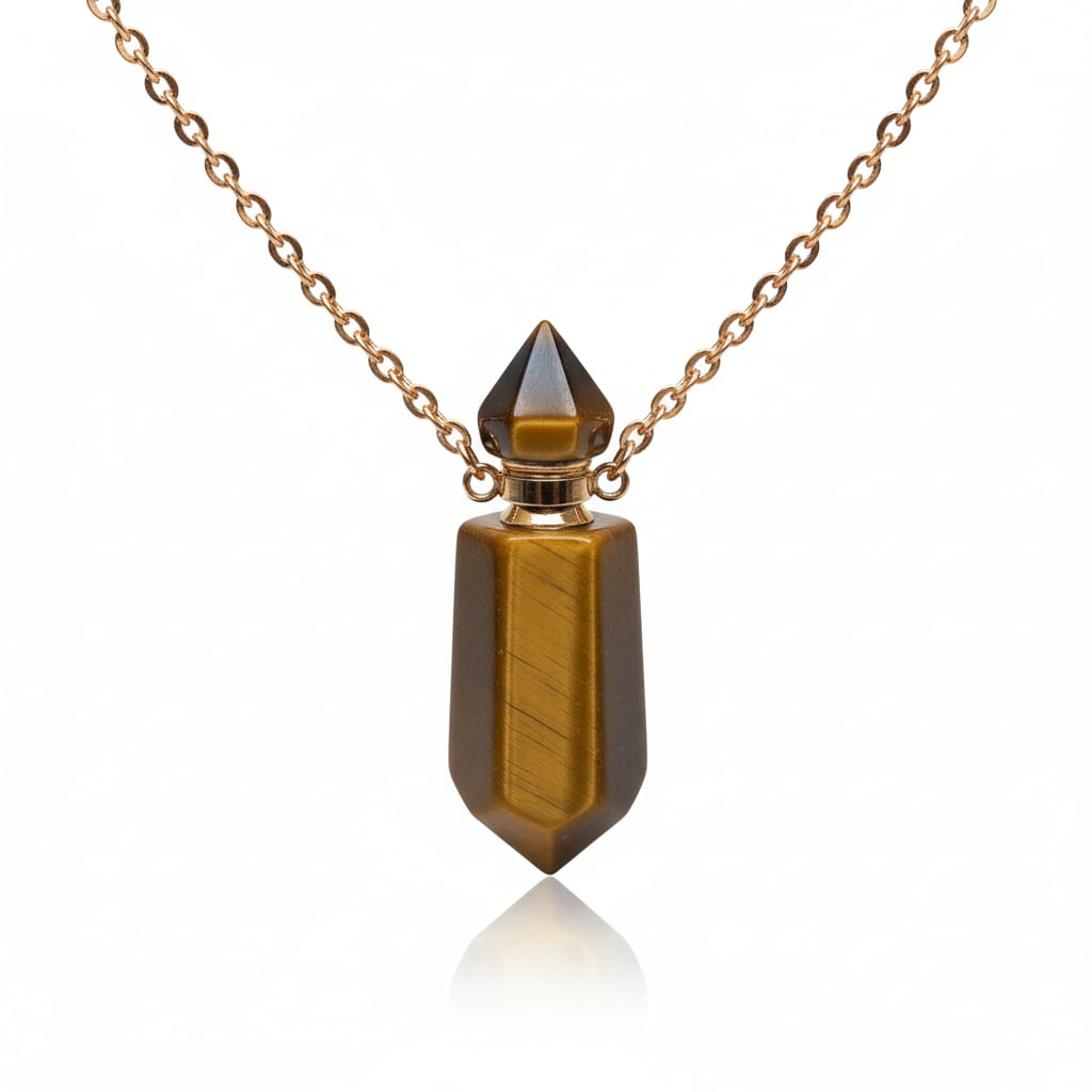 Tigerauge Halskette - Parfümfläschchen CrystalScents