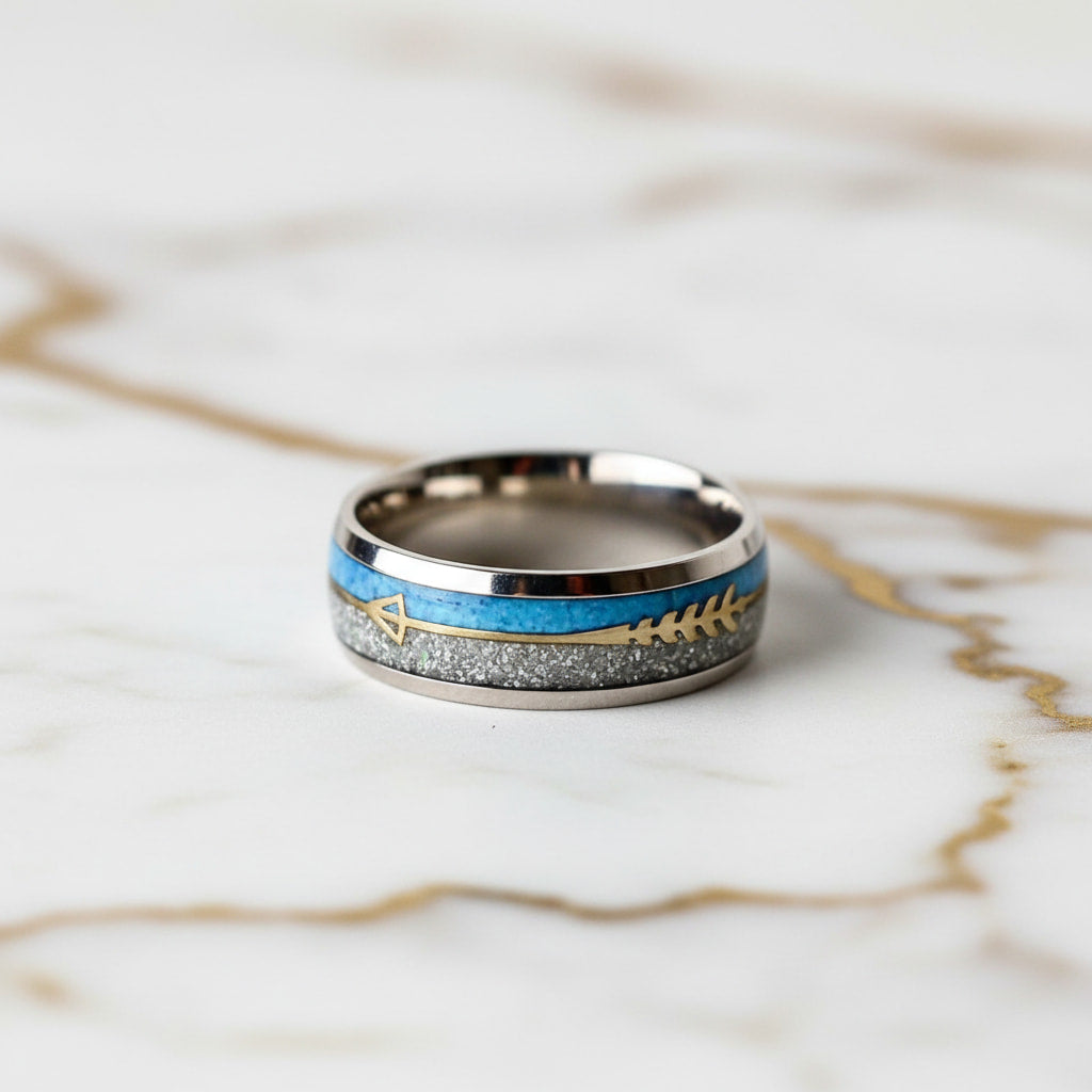 Ring mit blau Pfeil-Design – dekoratives Accessoire für markanten Look CrystalScents