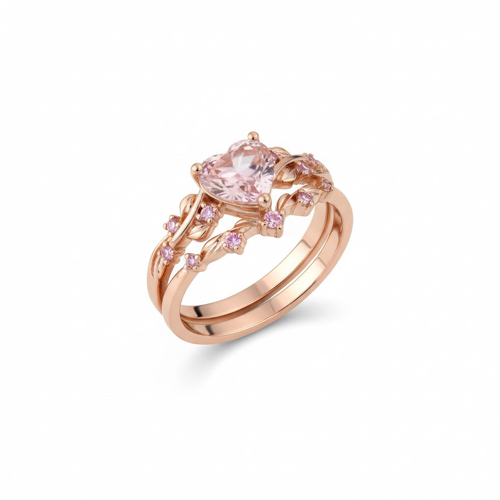 Ring – 2-teilig mit rosanem Herz CrystalScents