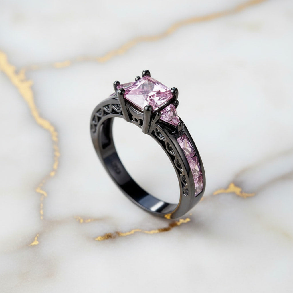 Ring in Silber mit rosa Steinen CrystalScents