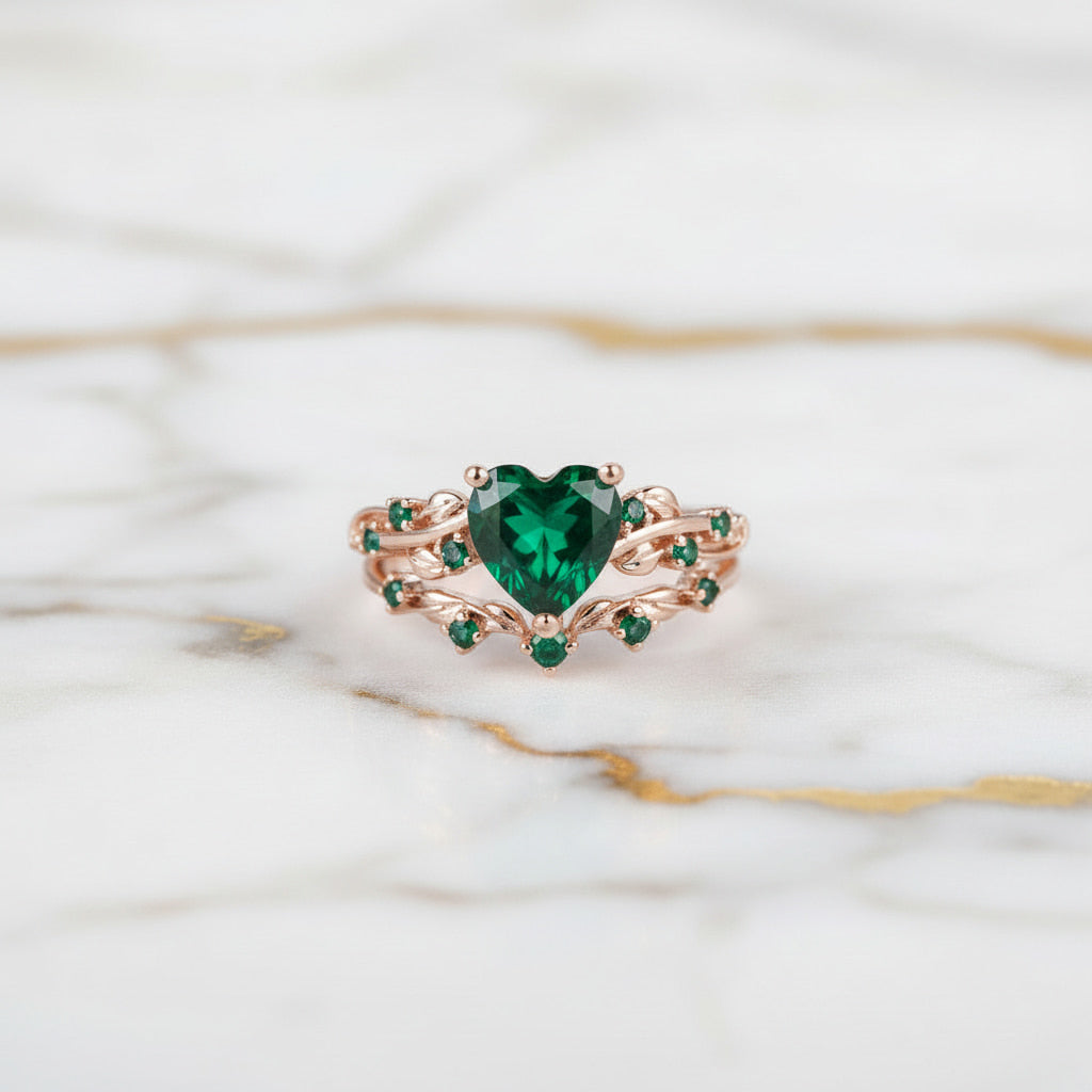 Ring – 2-teilig mit grünem Herz CrystalScents