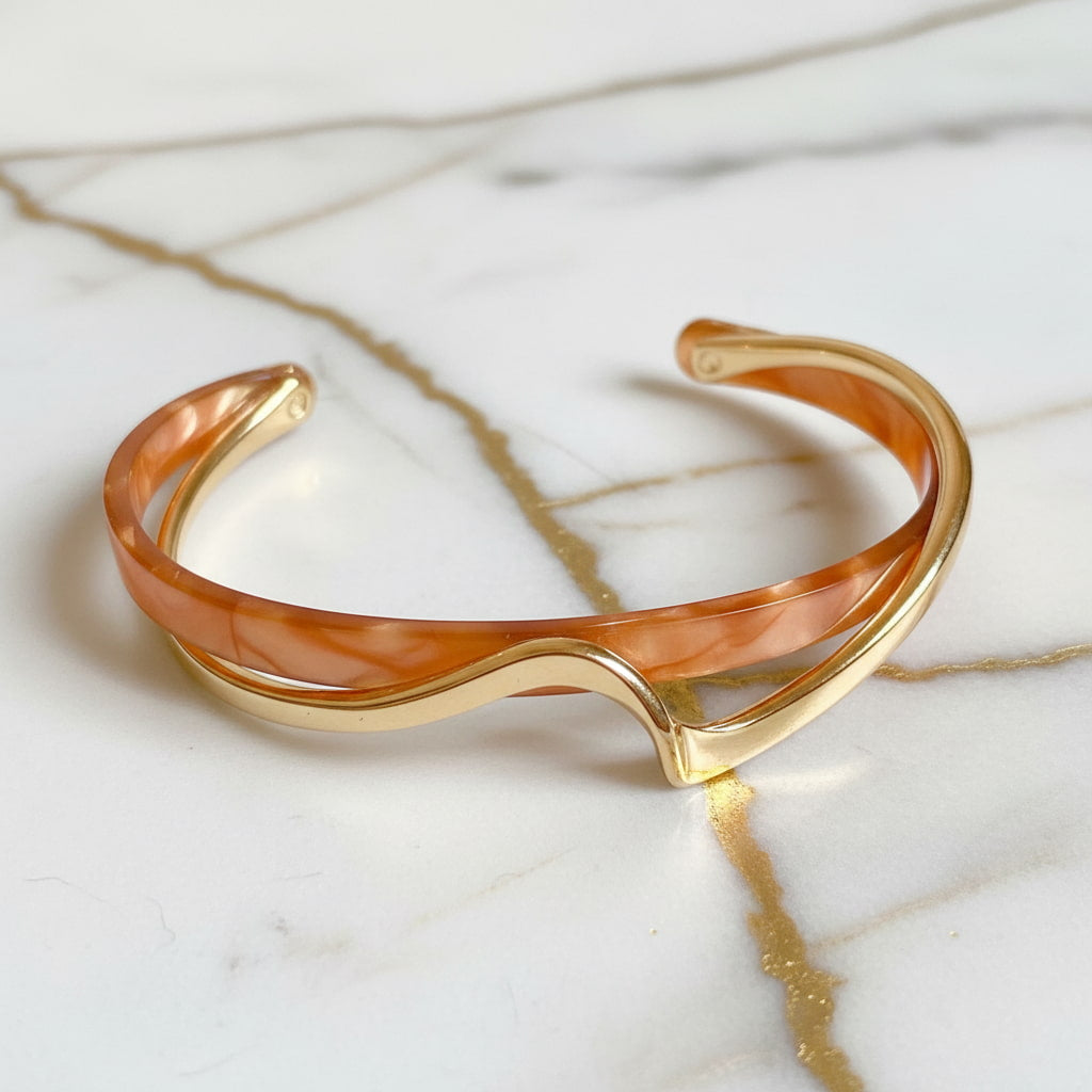 Armband – Offene Wellenform in Gold & Orange CrystalScents