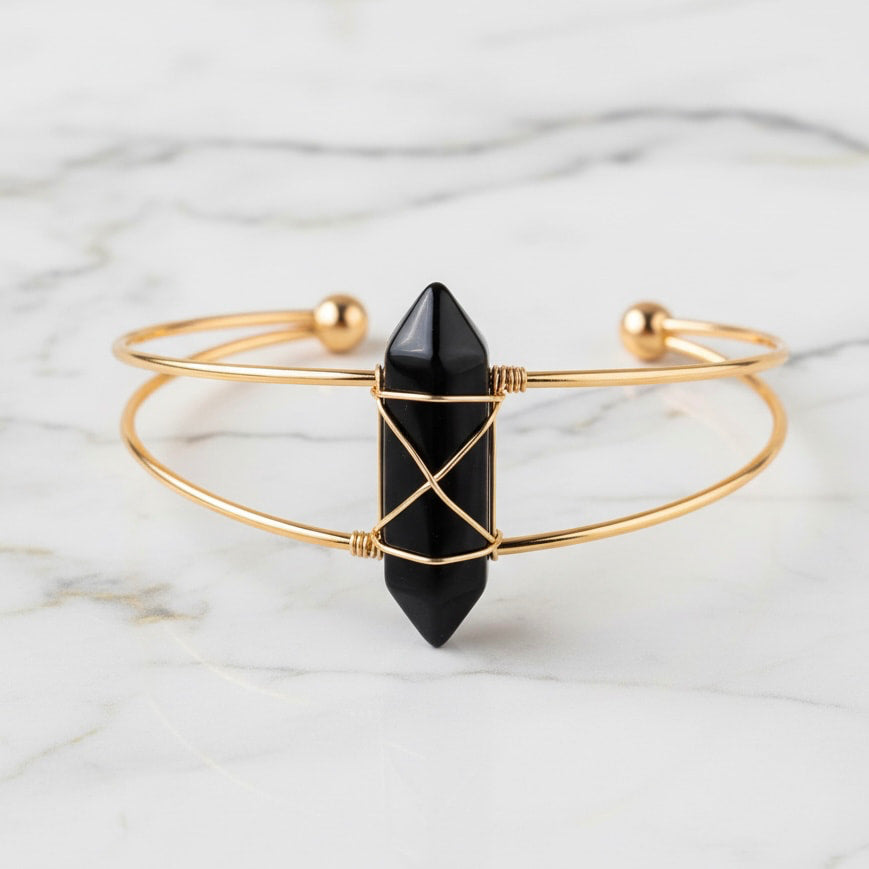 Obsidian Armreif – Offenes Design