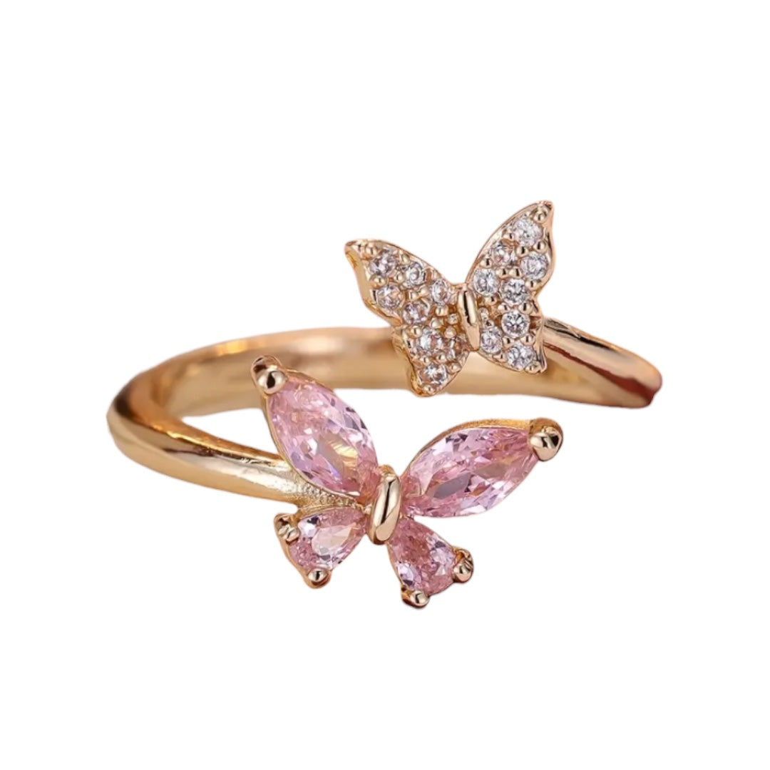 Goldener Offener Ring „Schmetterling“