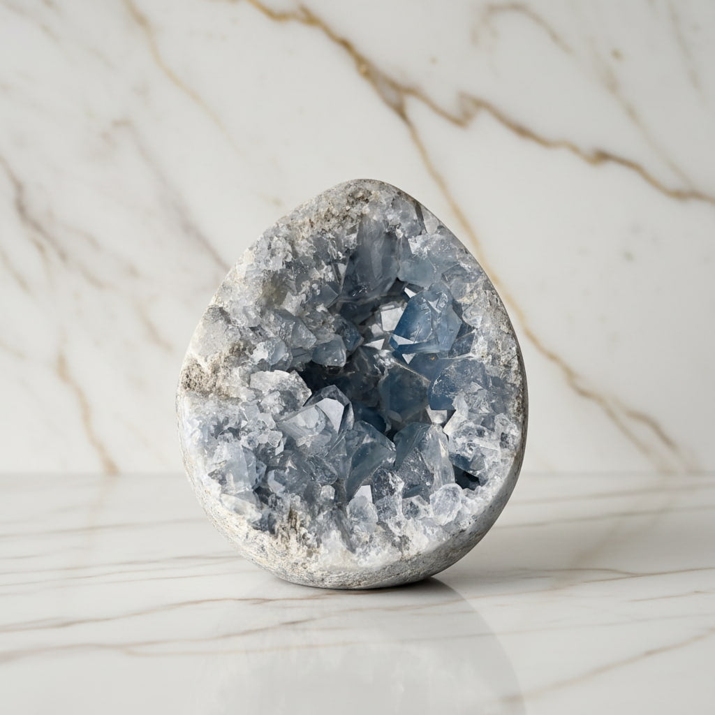 Großes Celestit Cluster Ei – vereint Schönheit mit sanfter Energie CrystalScents