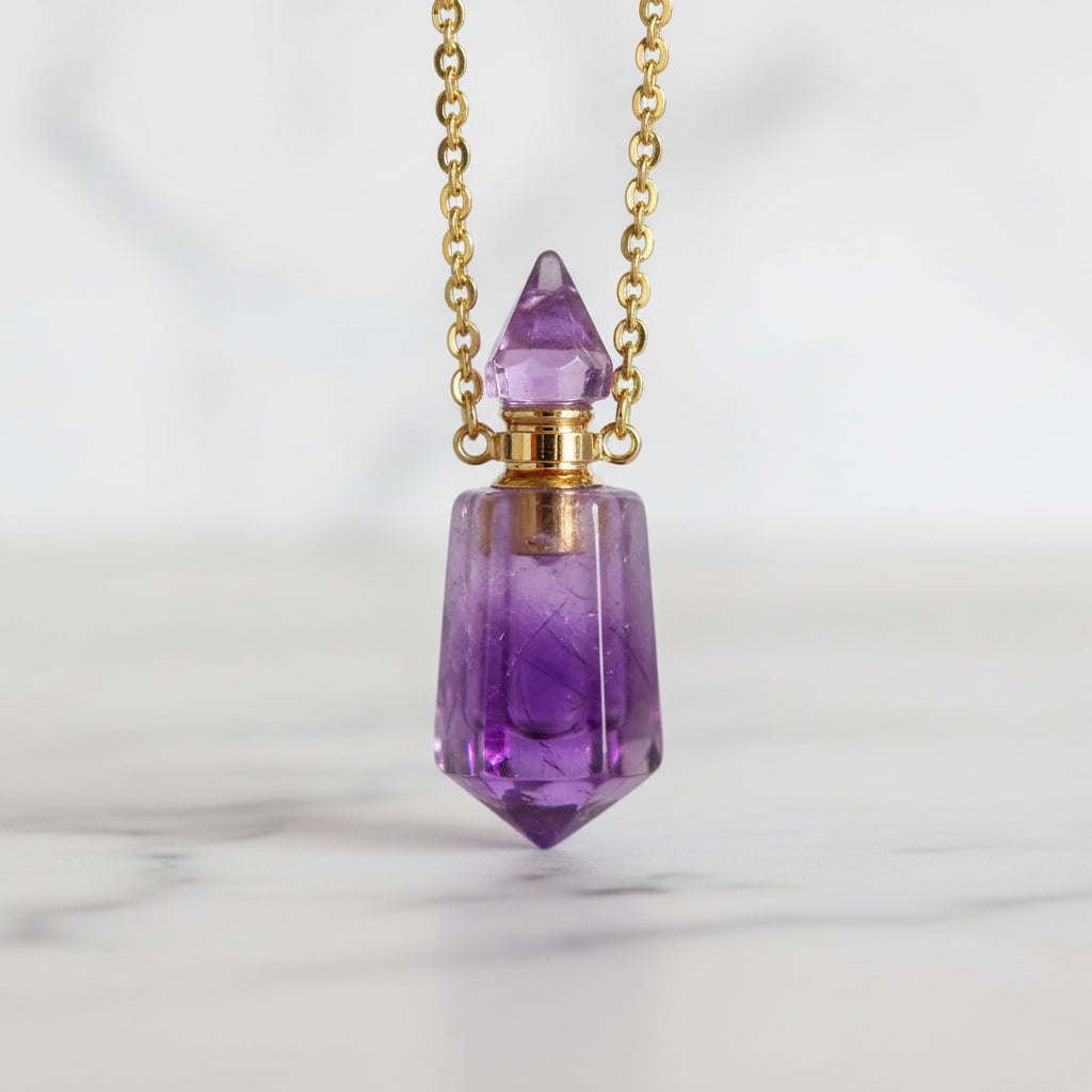 Amethyst Halskette - Parfümfläschchen CrystalScents