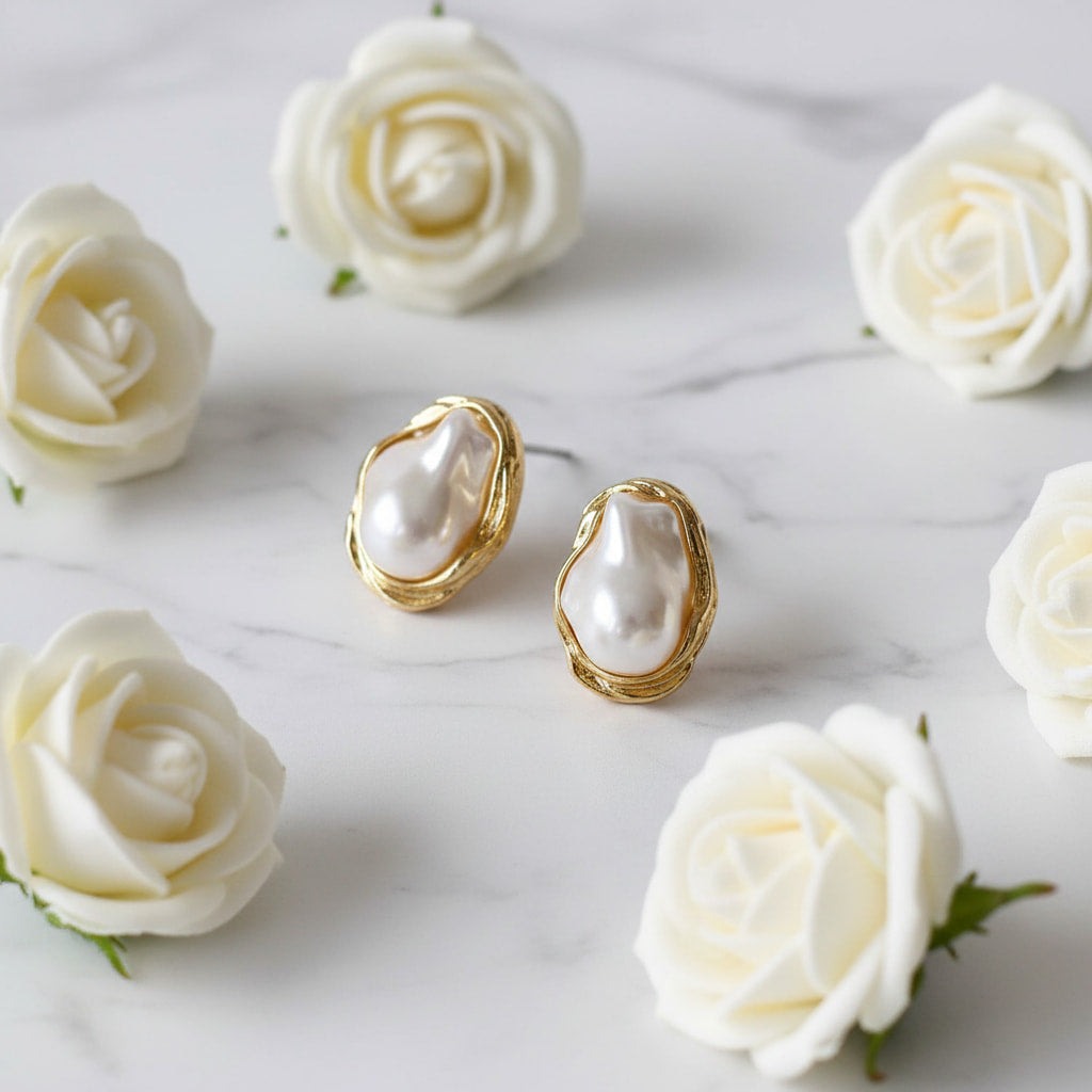 Ohrringe – Gold mit großen Perlen CrystalScents