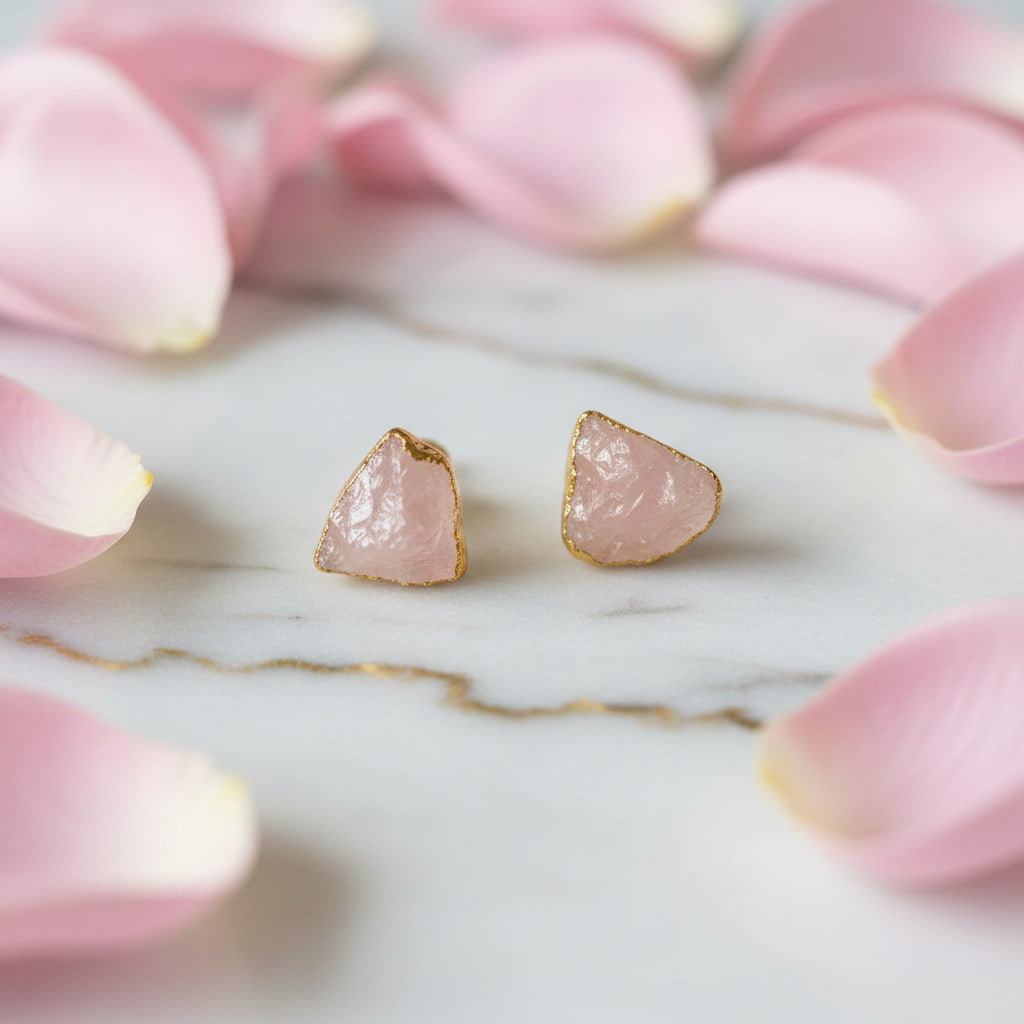 Rosenquarz Ohrstecker - Zarte Natur CrystalScents