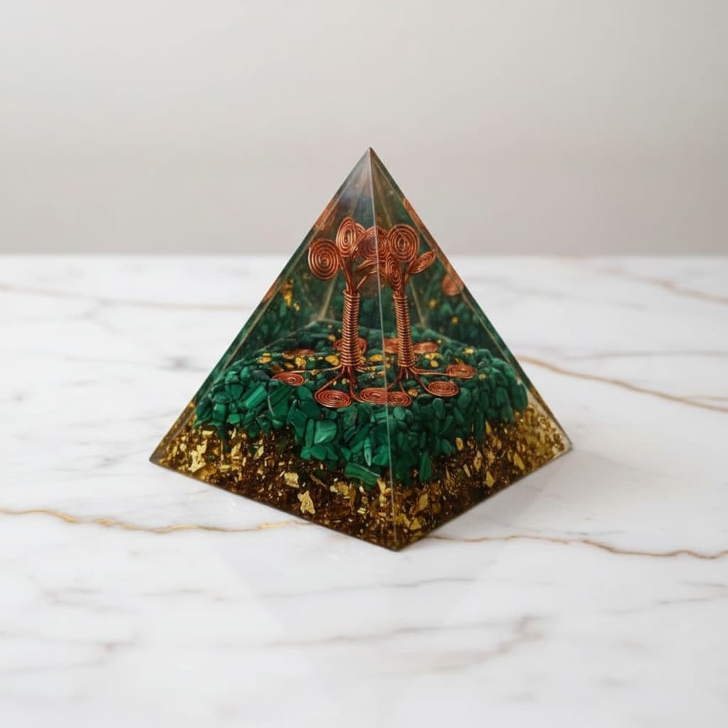 Orgonit Pyramide Malachit - Kupferbaum