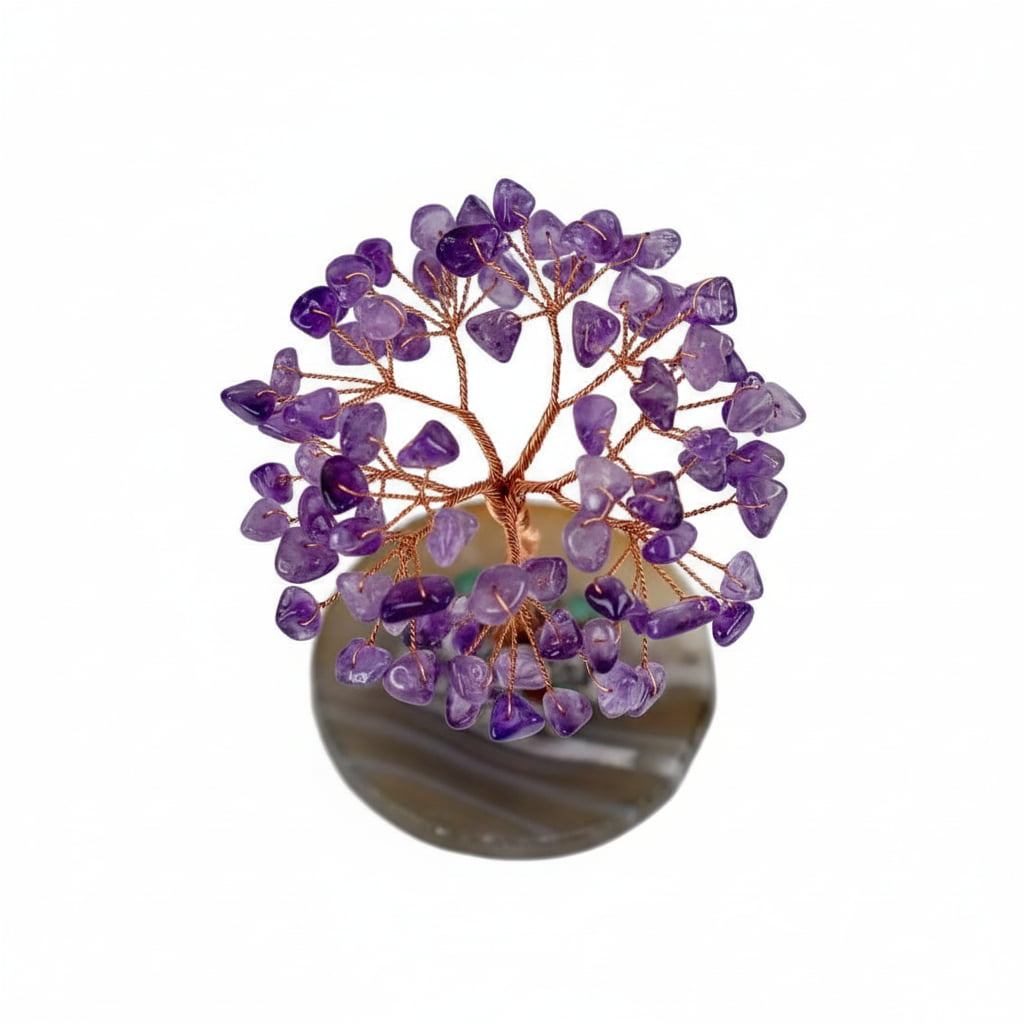 Amethyst Baum auf Achatscheibe