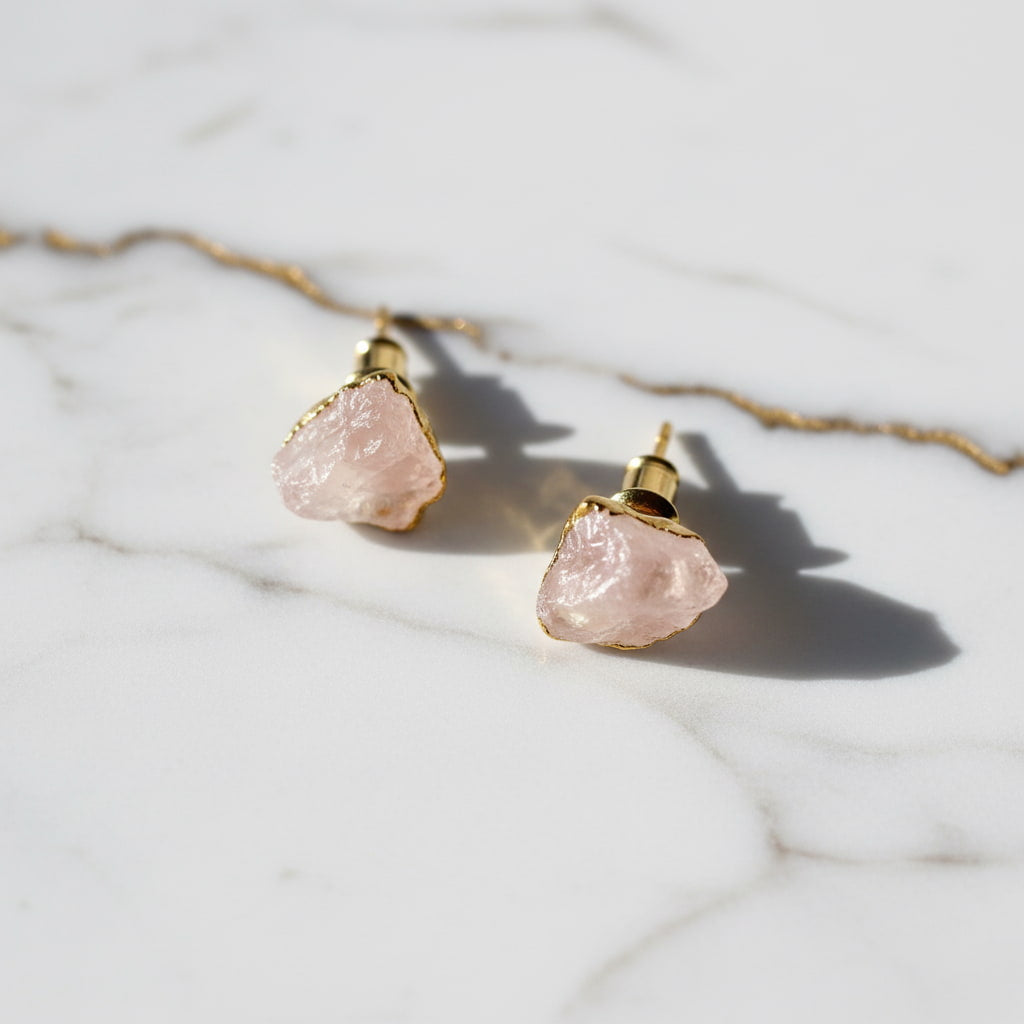Rosenquarz Ohrstecker - Zarte Natur CrystalScents