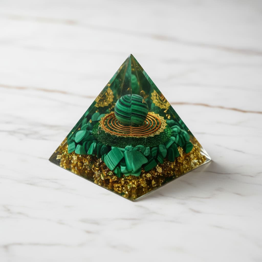 Orgonit Pyramide Malachit – Schutz & Inspiration