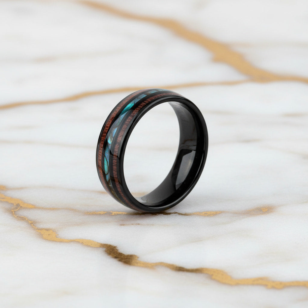 Ring Schwarz – Mit Holzmaserung & Blau CrystalScents