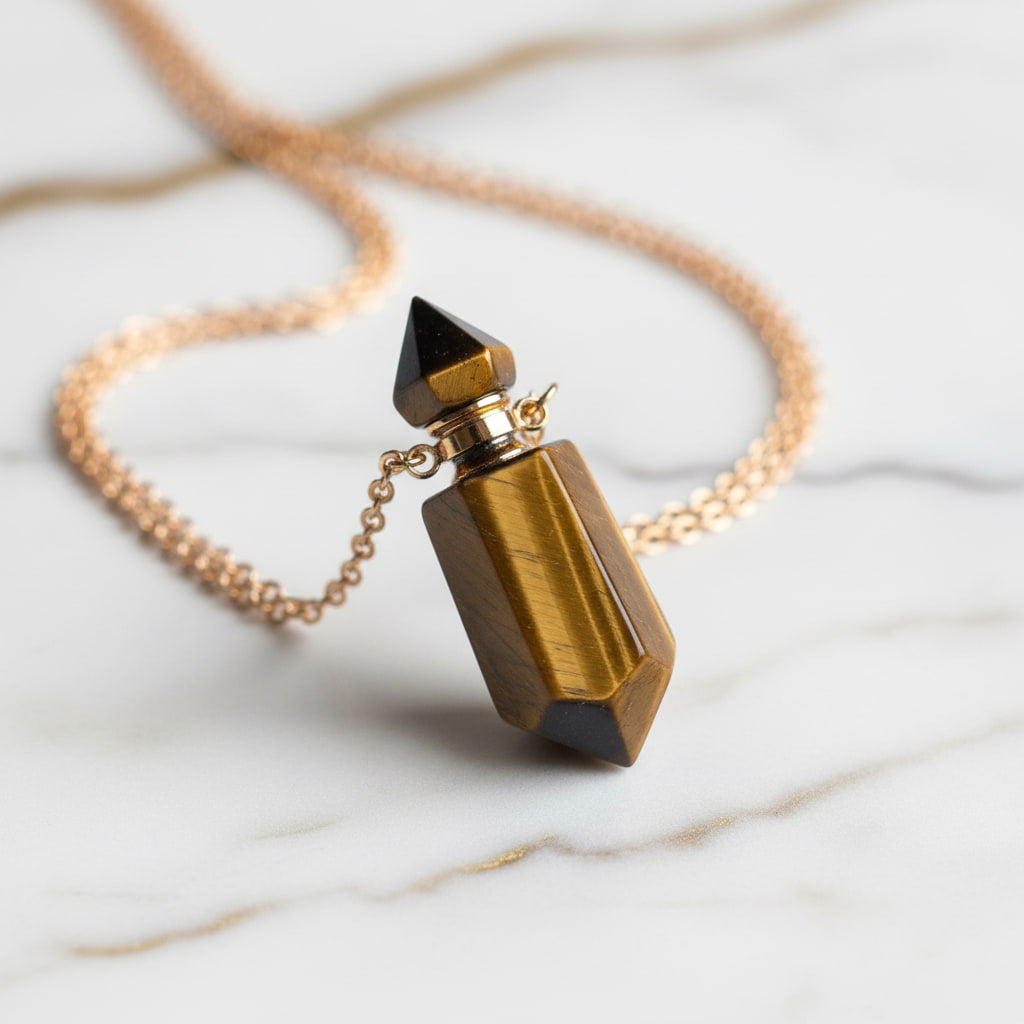 Tigerauge Halskette - Parfümfläschchen JETZT sichern CrystalScents