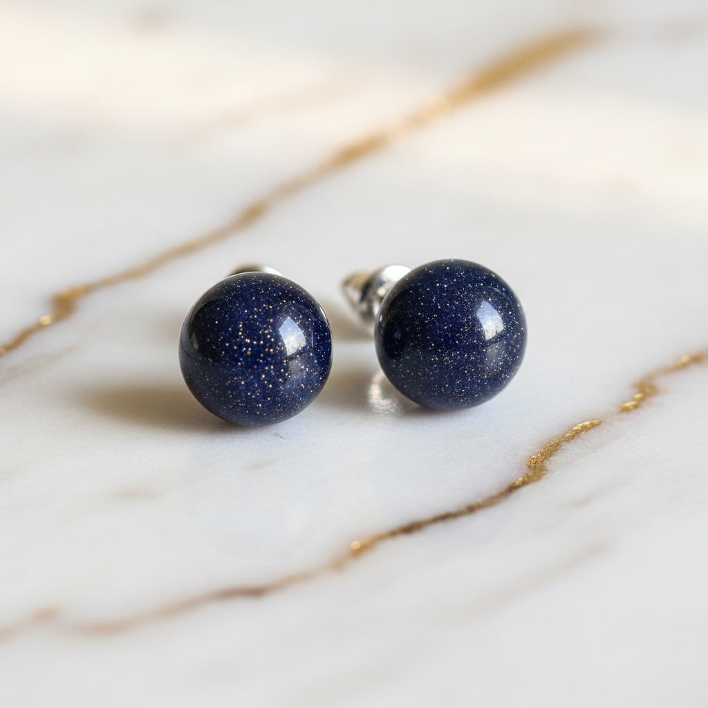 Ohrringe mit funkelnden Blaufluss Kugeln