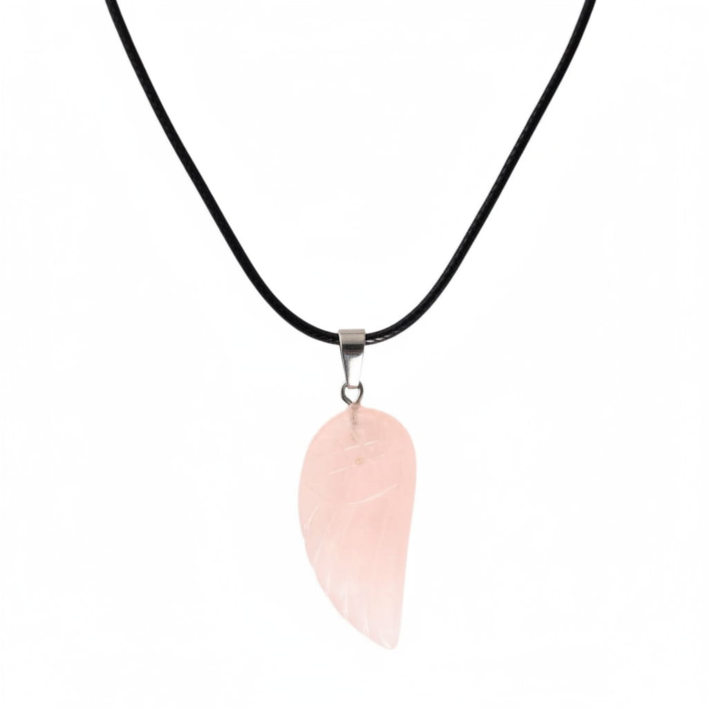 Rosenquarz Halskette - Flügel Anhänger CrystalScents
