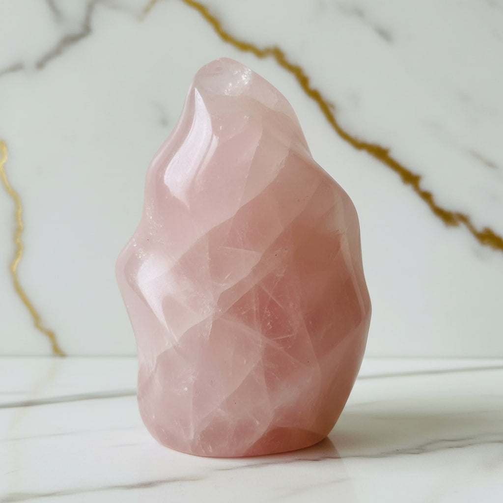 Große Rosenquarz Flamme – Ausdrucksstarkes Naturjuwel CrystalScents