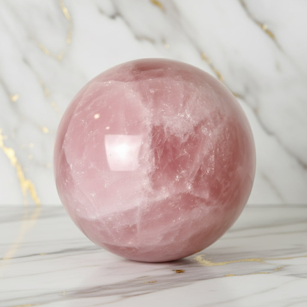 Große Rosenquarz Kugel – Gelassenheit & Geborgenheit CrystalScents
