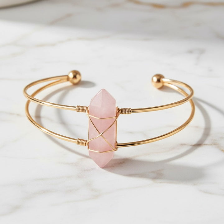 Rosenquarz Armreif - Tägliche Selbstliebe