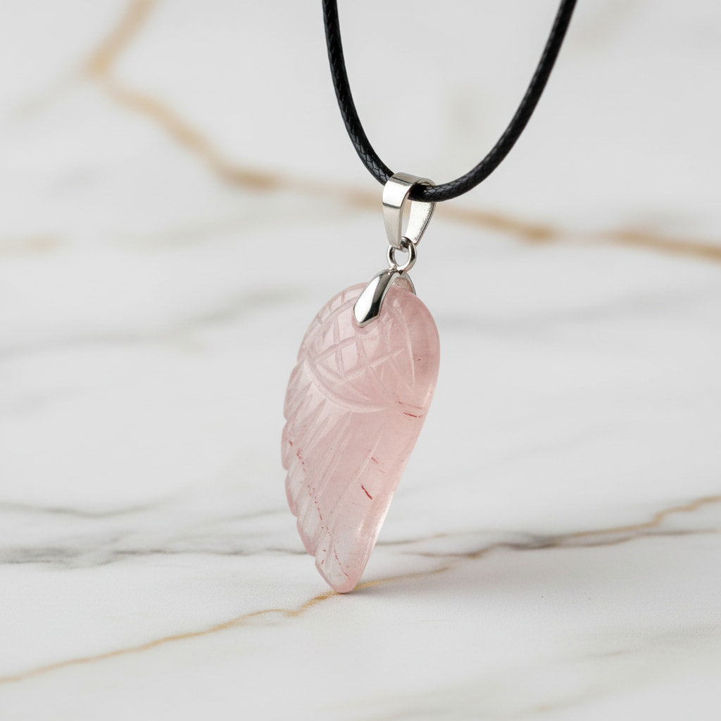Feuerquarz Halskette - Flügel Anhänger CrystalScents