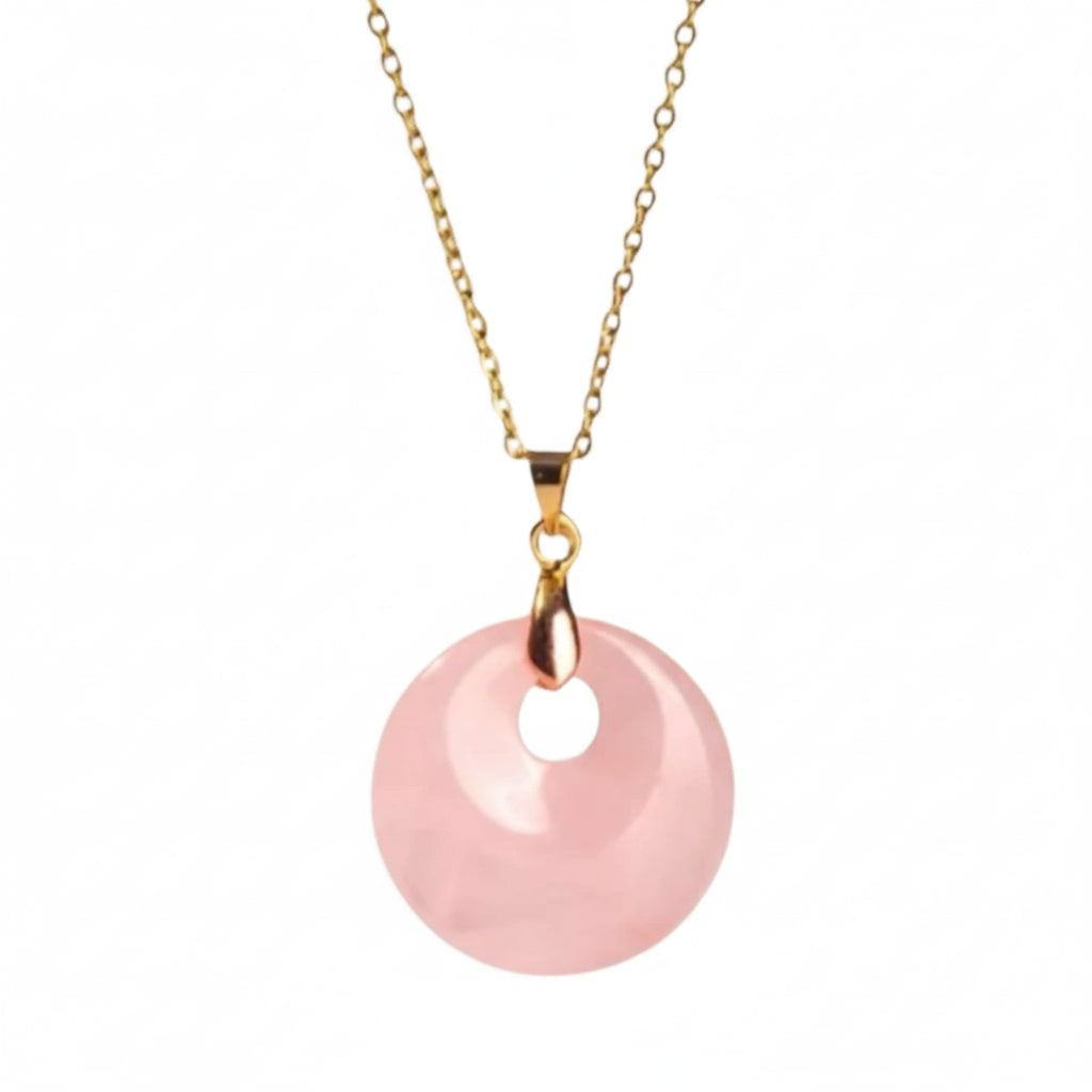 Rosenquarz Halskette - Rundes Design CrystalScents