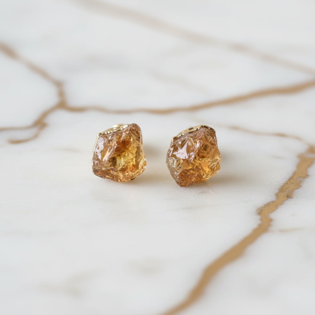 Ohrstecker mit Citrin Rohstein