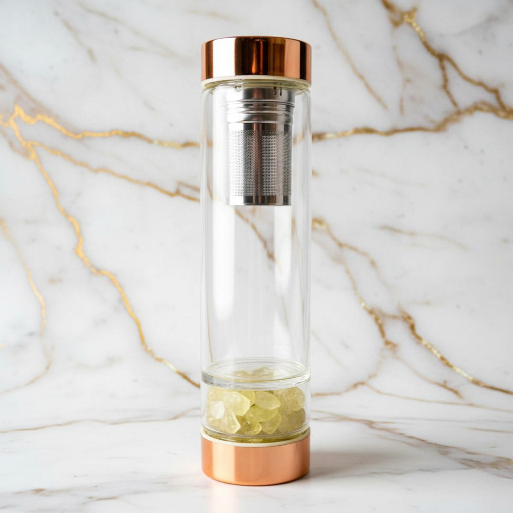 Citrin Glasflasche – Stilvoller Tee unterwegs CrystalScents