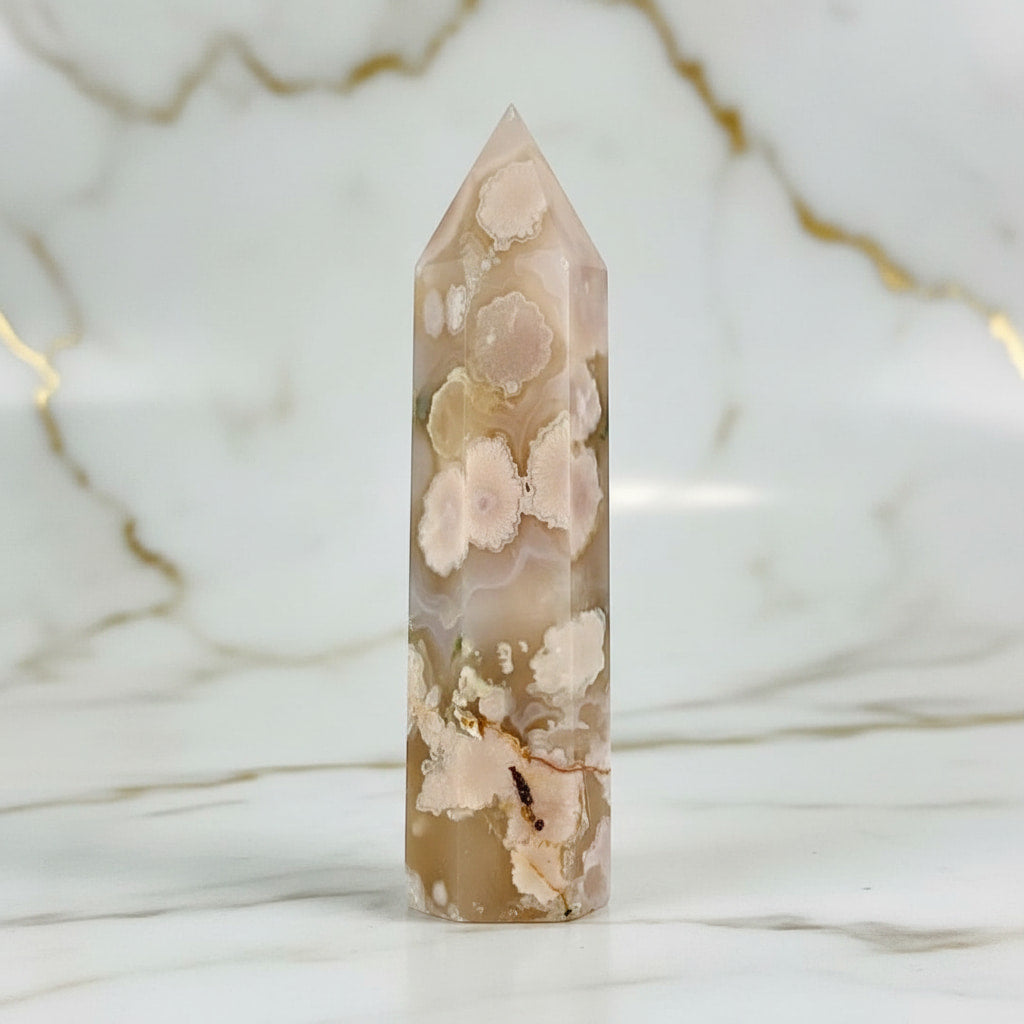 Achat Obelisk - in zarten Rosa-Tönen