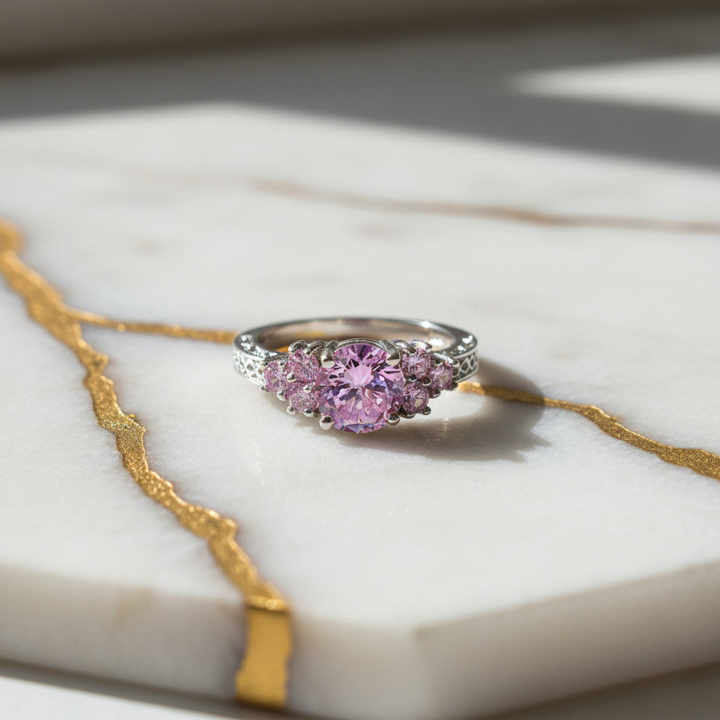 Ring Silber – Funkelnde rosa Akzente CrystalScents