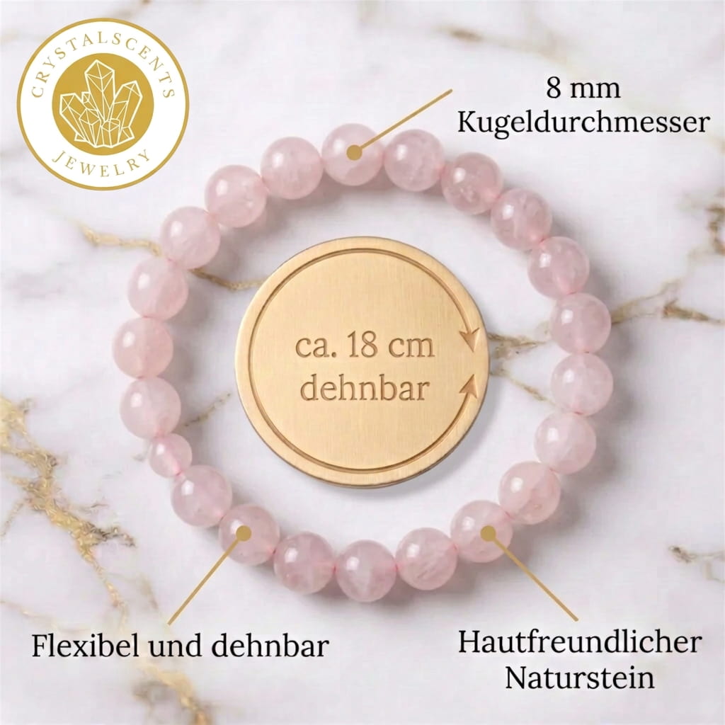Rosenquarz Kugelarmband – Herzöffnung & Harmonie