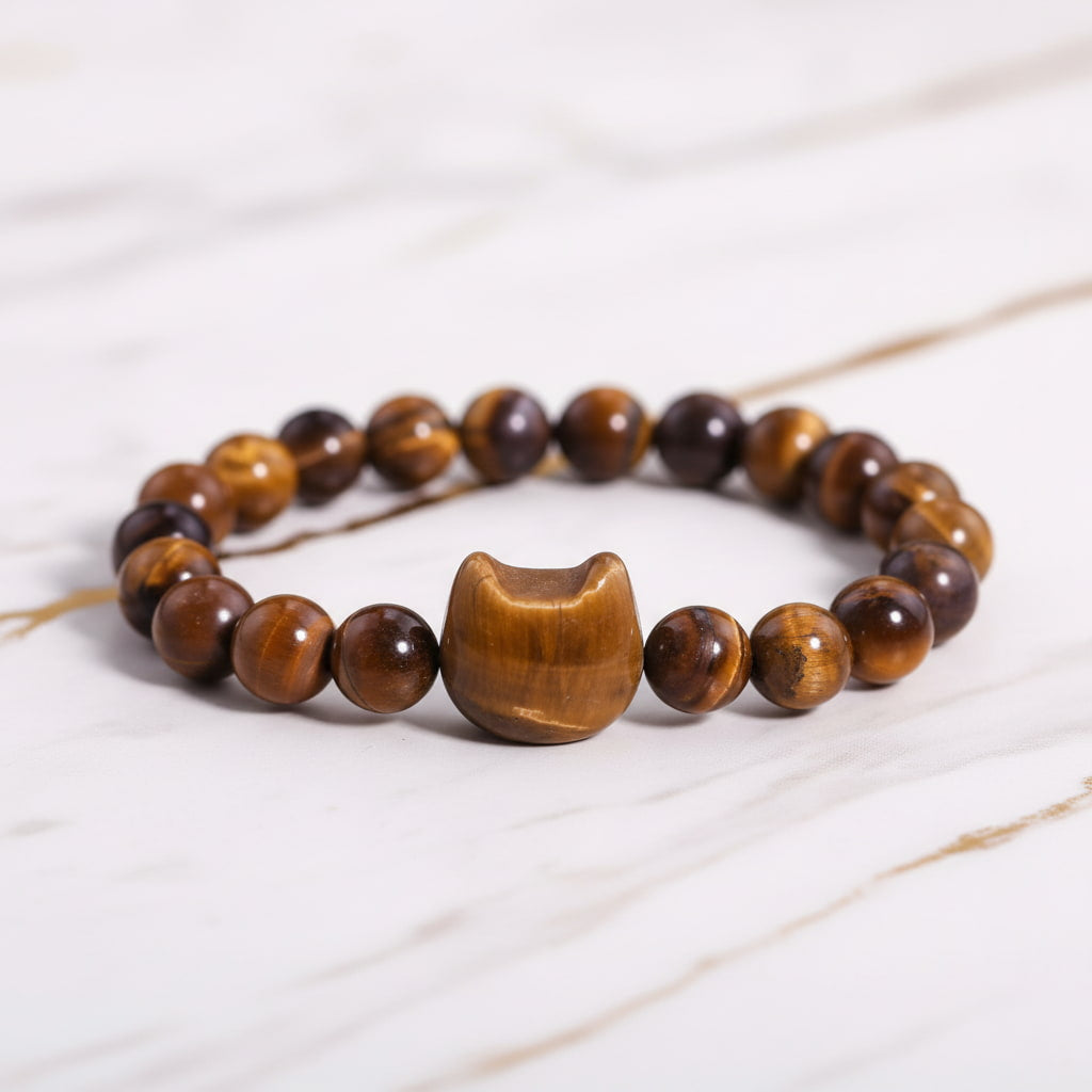 Tigerauge Kugelarmband - Katze CrystalScents