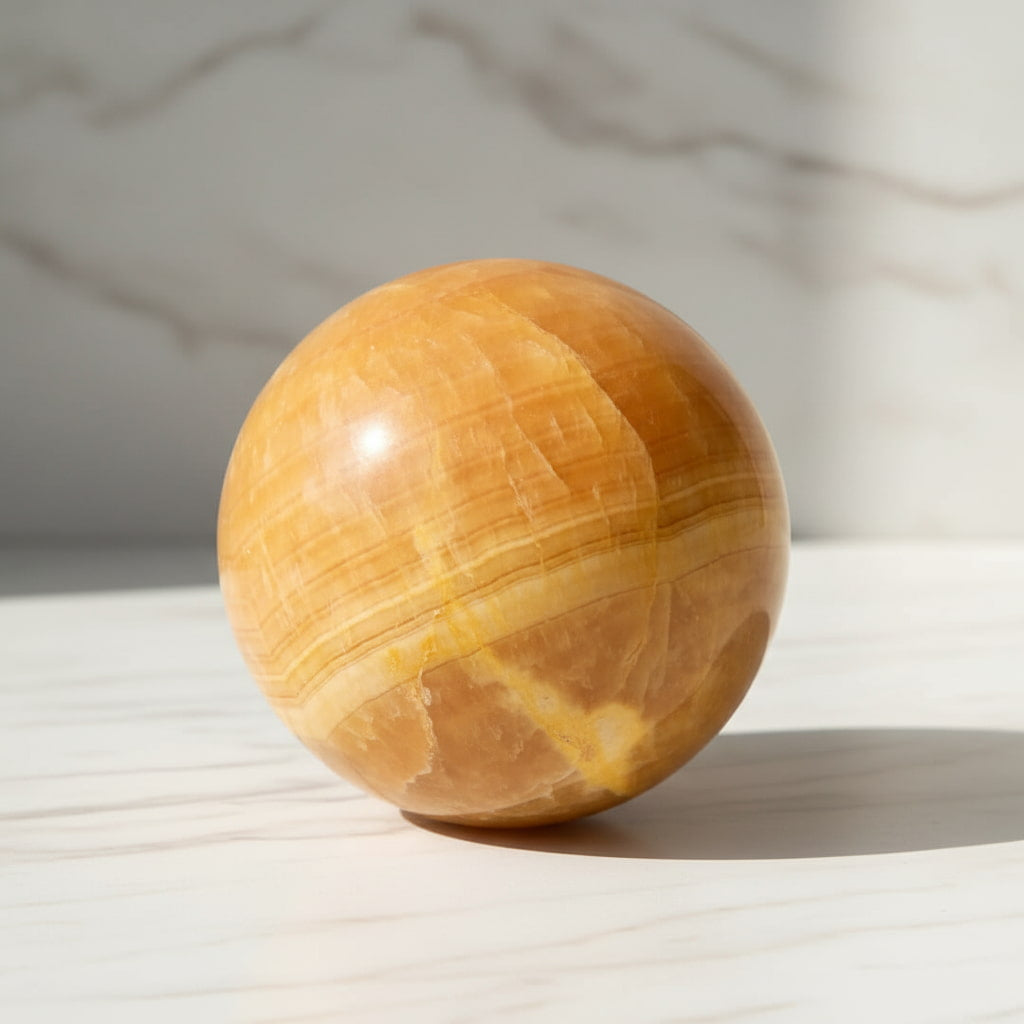Calcit Kugel - in kräftigem Orange