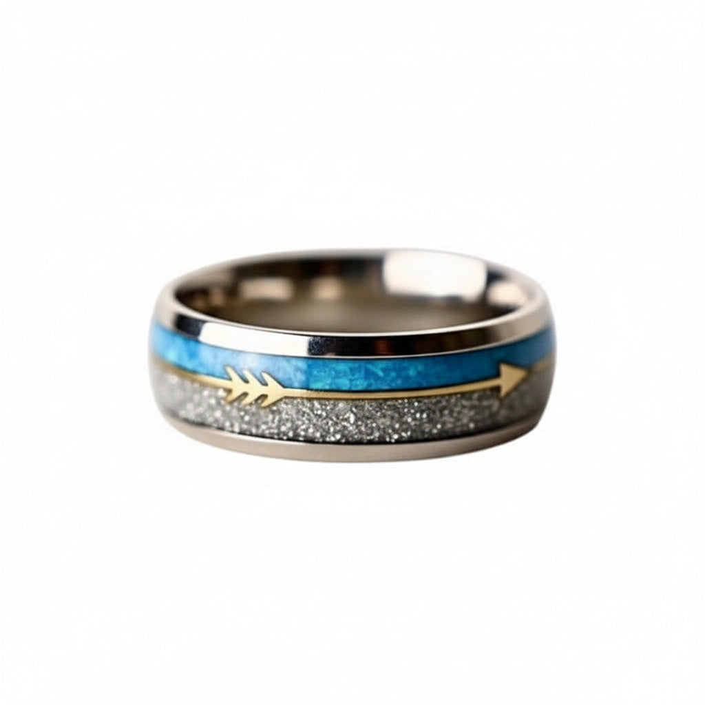 Ring mit blau Pfeil-Design – dekoratives Accessoire für markanten Look CrystalScents