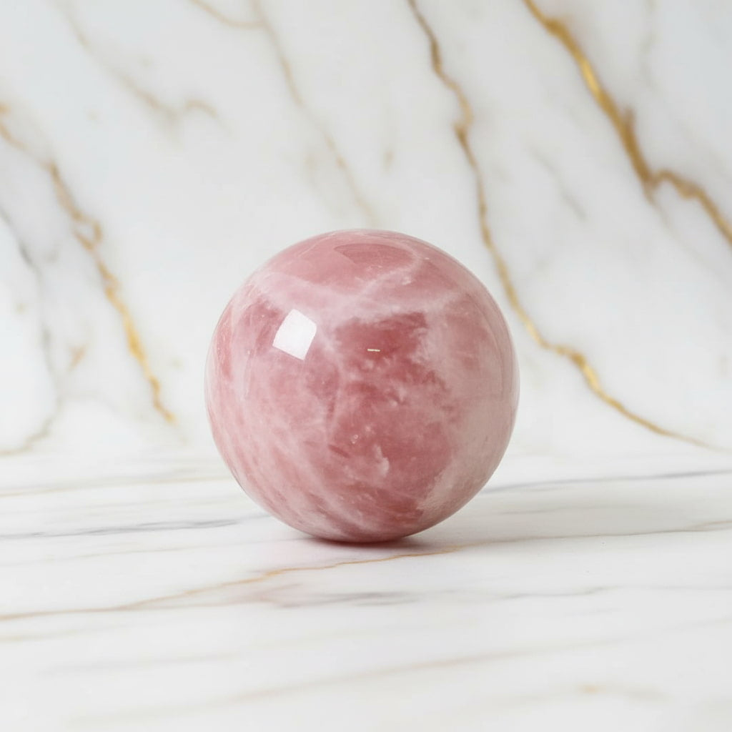 Große Rosenquarz Kugel – Liebe & Herzensenergie CrystalScents
