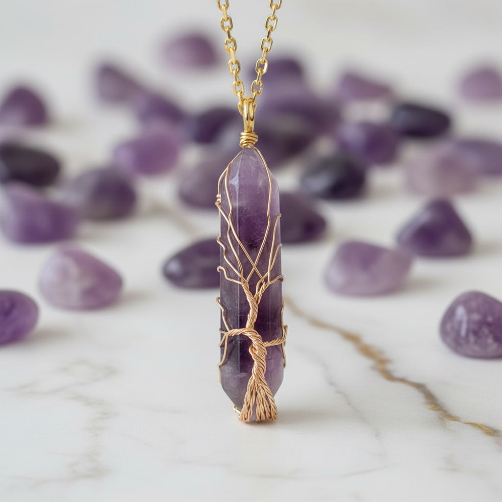 Amethyst Halskette – Goldverzierter Doppelender für Harmonie & Eleganz CrystalScents