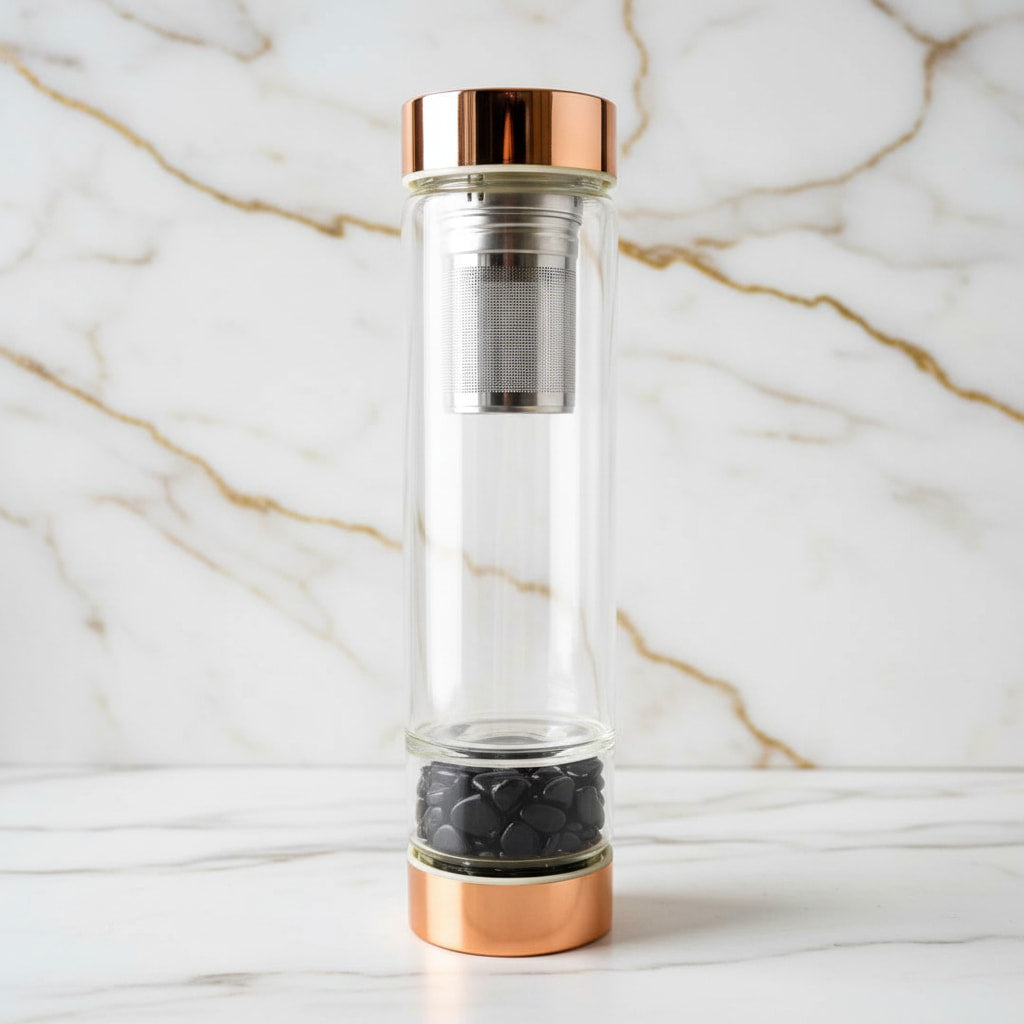 Obsidian Glasflasche – Tee unterwegs CrystalScents